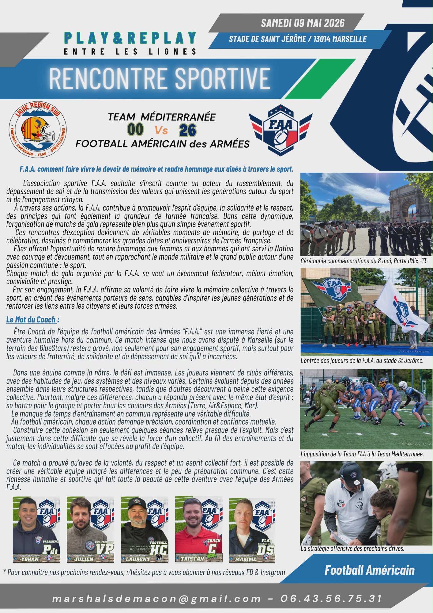Compte rendu officiel du match – FAA vs Team Méditerranée, Marseille 9 mai 2026