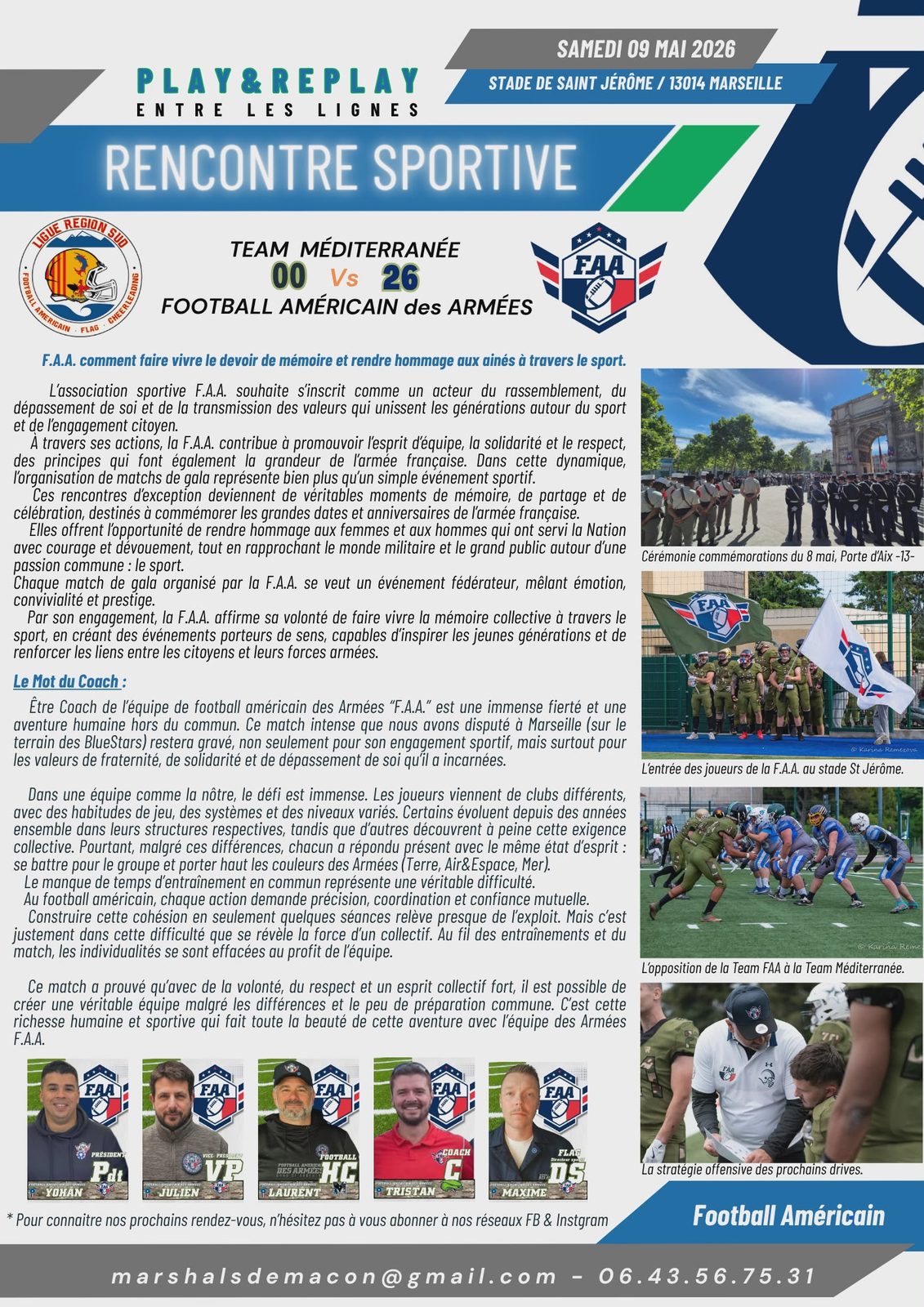 Compte rendu officiel du match – FAA vs Team Méditerranée, Marseille 9 mai 2026